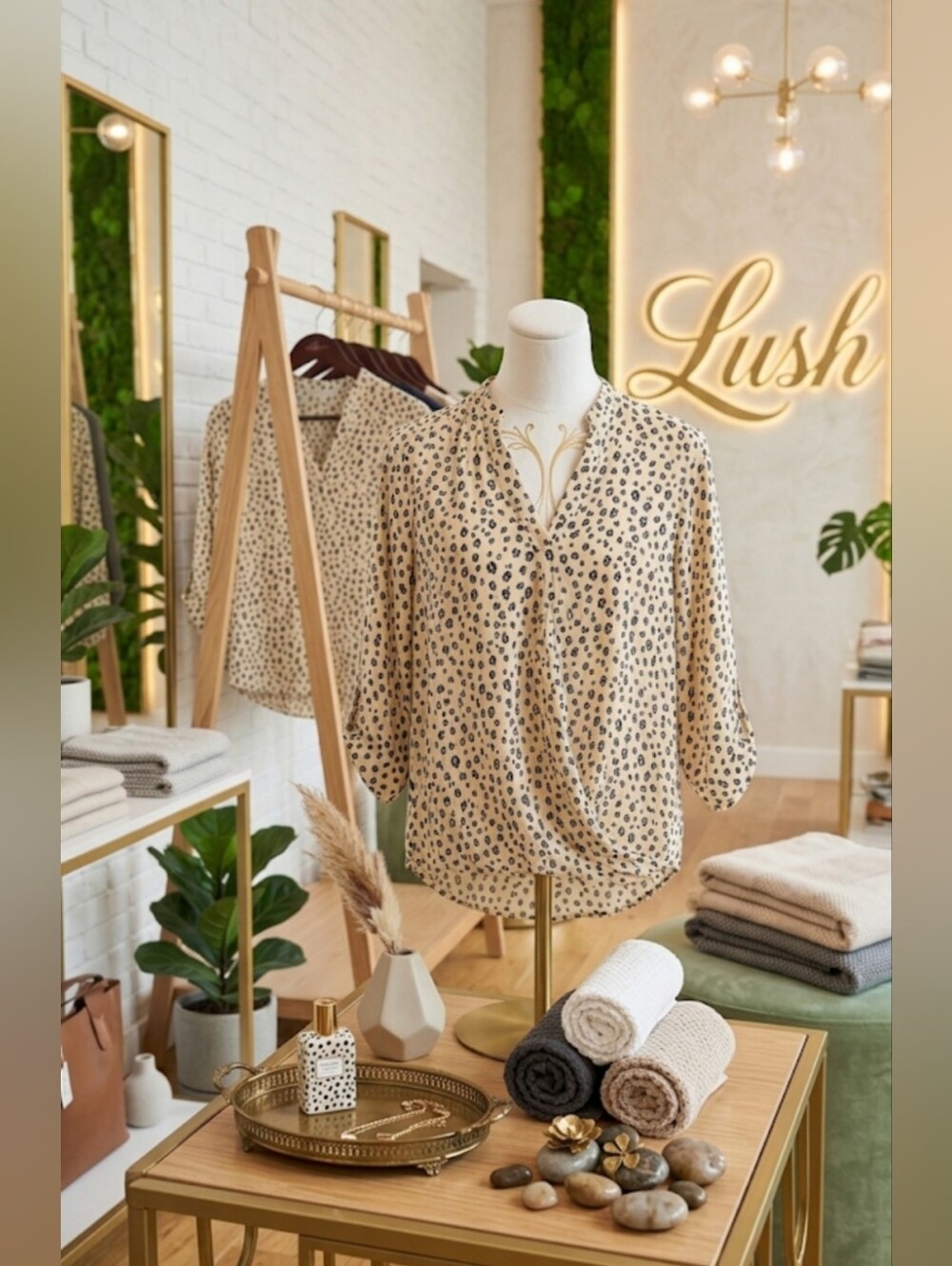 Lush Size 1X Patterned Blouse | Chic Business Casual & Everyday Top